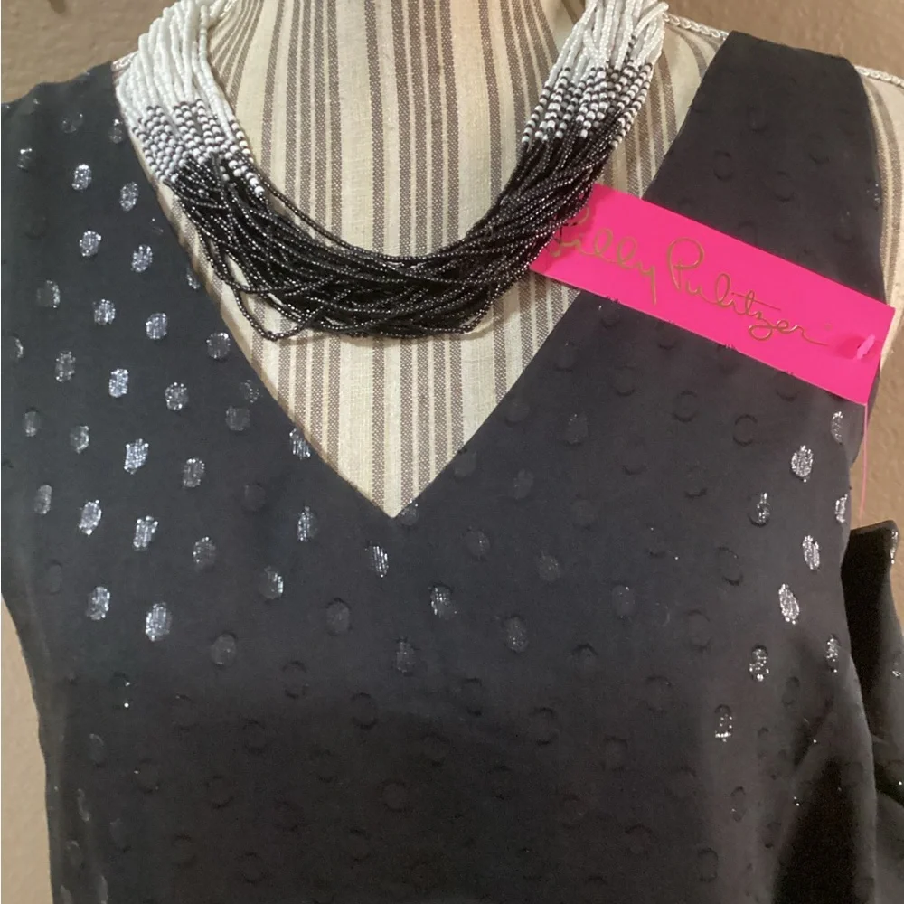 LILLY PULITZER FLORIN-SILK BLACK TOP. - Picture 5 of 15